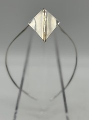 Modernist Mid Century silver tone V neck choker Wire with 2 inch geometric charm