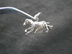 Small Mare & Foal Vintage Solid Sterling Silver Bracelet Charm Pendant 2.0g