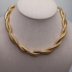 Vintage MONET Gold Snake Chain Choker Necklace Twisted Double Strand