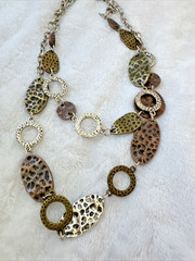 Vtg CHUNKY 90s 80s multitone Brutalist Textured Metal Modernist Necklace Unique