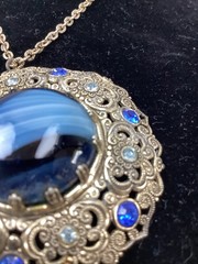 Vintage MCM Domed Necklace Blue Marbled Amazing Necklace – Germany