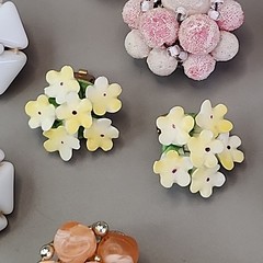 Vintage Cluster Clip On Earrings Lot of 8 Lisner Jonne Sugared Glass Acrylic