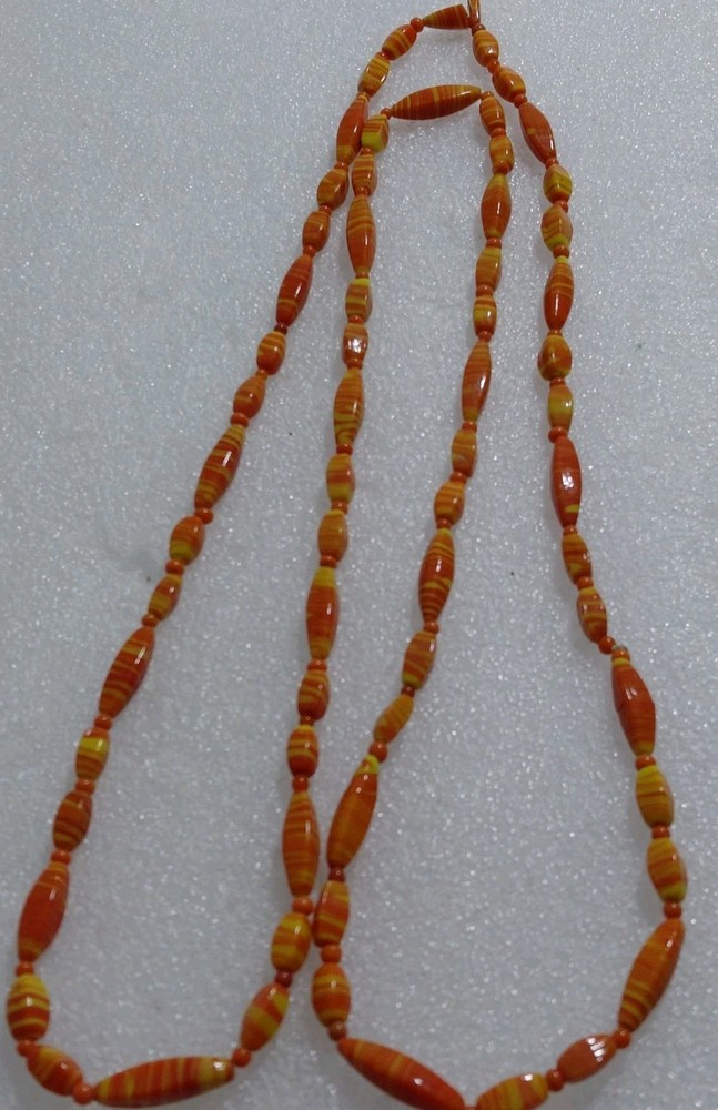 Vintage 1930s Czech or Italian Art Glass Beads 23″ Necklace Yellow Brown Knotted