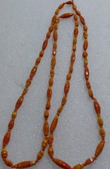 Vintage 1930s Czech or Italian Art Glass Beads 23″ Necklace Yellow Brown Knotted
