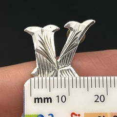 Vintage Rare Sterling 925 Mexican Monogram P K Screw Back Brooch Set 4029