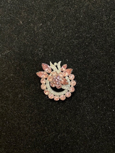 Vintage Eisenberg Ice 1950s Pink and Clear Rhinestone Brooch