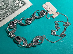 Sorrento Sterling Hinged Clamper Necklace New old stock in box hematite stones