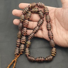 Vintage Venetian Style Feather Desgin Glass Beaded Necklace 22 inches Strand