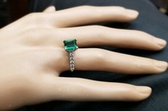 Vintage Platinum Engagement Ring 1.96CT. Gem Natural Green Tourmaline