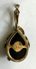 Vintage 925 Sterling Gold Tone Onyx And Cubic Zirconia Pendant DA30