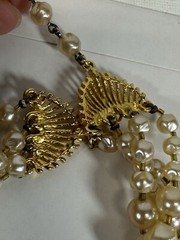Vintage Necklace Multistrand Simulated Pearl Collar Rondelle Statement 16-18 in