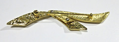 Vtg SIGNED TONA JEWELRY BIG ABSTRACT GEOMETRIC BRUSH Gold tone metal Brooch Pin