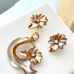 Vintage Tropical Rare Pendant Earrings Set Signed EB Estee Lauder Promo 1990s