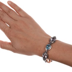 7.75″ Retro Sterling byzantine gemset bracelet