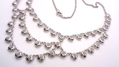Vintage White Gold Filled Clear Crystal Open Back Prong Set Festoon Necklace