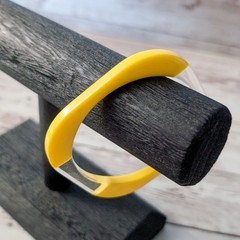Vintage Bracelet Rounded Square Shape Yellow & Clear Retro