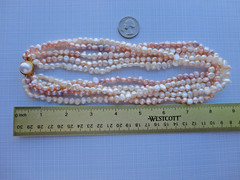 VTG ESTATE MULTI STRAND IVORY PINK PEACH BAROQUE FRESHWATER PEARL NECKLACE 17″
