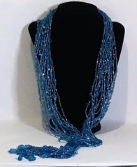 Vintage MultiStrand Blue Seed Bead Necklace 21 In Lariat Style