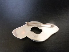 Mexico sterling silver 0.925 modernist puffy stylized hurricane horn pin brooch