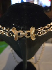 VTG CORO Gold Tone Chunky Chain Statement Faux Multi Stones Fashion Necklace 22”
