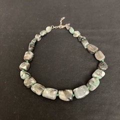 Vtg Stauer Necklace Emeralds in the Raw Silver 925 Lobster Clasp Green Artsy