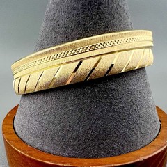 Vintage Monet Bracelet Lot 2 Bangle Diamond Cut Textured Gold Tone Signed 7.75”