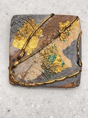 Vintage Post Modern Art Deco Ceramic Collage Brooch Statement Piece Wearable Art