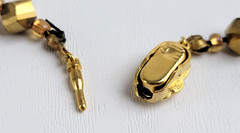 Vintage Gold Crystal Pendant Beaded Necklace 21 in Box Clasp