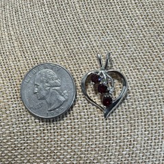 Vintage FAS 925 Sterling Silver Open Heart Pendant | 3 Triple Heart Red