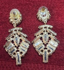 Vintage Rhinestone Drop Dangle Post Earrings Pierced Amethyst, White, & Clear