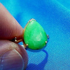 Original EARTH MINED JADEITE JADE Deco Engagement RING SOLID 14K GOLD Solitaire
