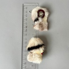 80s VTG Real Fur Lady Face Post Earrings Fashion Ladies Genuine Mink HandPainted