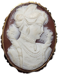 Estate 14K Yellow Gold Marie De Medici Cameo Pin / Pendant Free USA Shipping