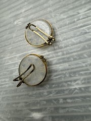 vintage HILLCRAFT CASTLECRAFT 1950s Slide-On EARRINGS .75” AURORA BOREALIS
