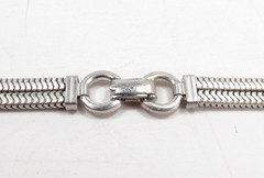 Vintage Forstner USA Sterling Silver Square Snake Chain Choker Necklace 15-3/4″