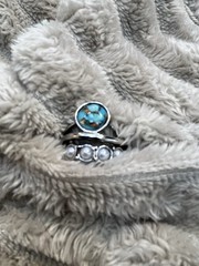 Bohemian Vintage Circular Imitation Turquoise & Moonstone Ring