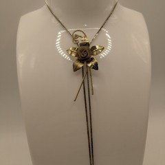Vintage Snake Chain Adjustable Mesh Flower Pull Tab Dangle Necklace