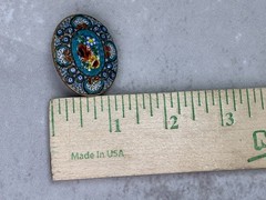 Woman’s Vintage Micro Mosaic Tesserae Glass Pin Italy Oval Floral Brooch Gift