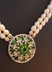 Jtv Double Seed Pearl Strand With Chrome Diopside Medallion….