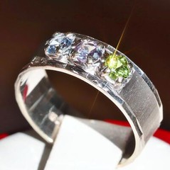 14k white gold ring 0.66ct multi gemstone mother’s size 7 handmade 4.2gr N2731