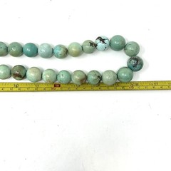 Estate Genuine Hubei Chinese Carved Turquoise .5″ Beads Necklace 33″ Long