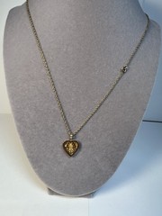 Vintage 12kt Gold Filled Miraculous Mary In Heart Pendant Necklace Nibless Clasp