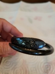 Antiqe Victorian buffalo carved enameled snake bracelet, estate