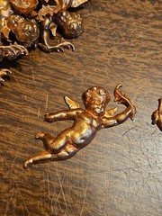 Lot Of 100 Matching Cherubs France Vintage 60s Brass Stampings Findings Jewelry