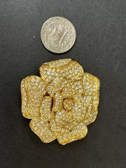 Nolan Miller Stanwyck Gardenia Crystal Flower Brooch – Signed – Box & COA 2.25”