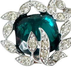 Vtg Sarah Coventry Holiday Ice Earrings Emerald Green Rhinestone Clip-On 1960s