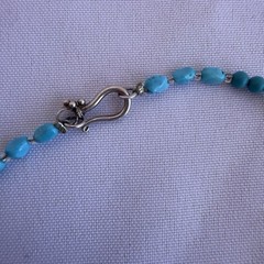 Vintage Signed By Shankari Silver 925 Necklace With Pearl And Aquamarine Stone