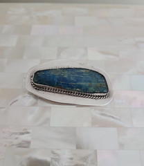 Vintage Modernist 935 Sterling Silver Natural Lapis Lazuli Pendant/Brooch 2-1/8″