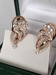 Vintage 1990-s 14 Ct Rolled Gold Zircons Earrings-Hallmarked 585 RG