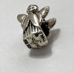 Two 925 Sterling Charm Beads 3-D Angel plus Guardian Angel to Protect and Guide
